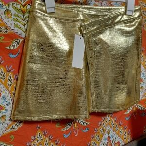 Torn by Ronny Kobo Shimmering Gold Textured Skirt